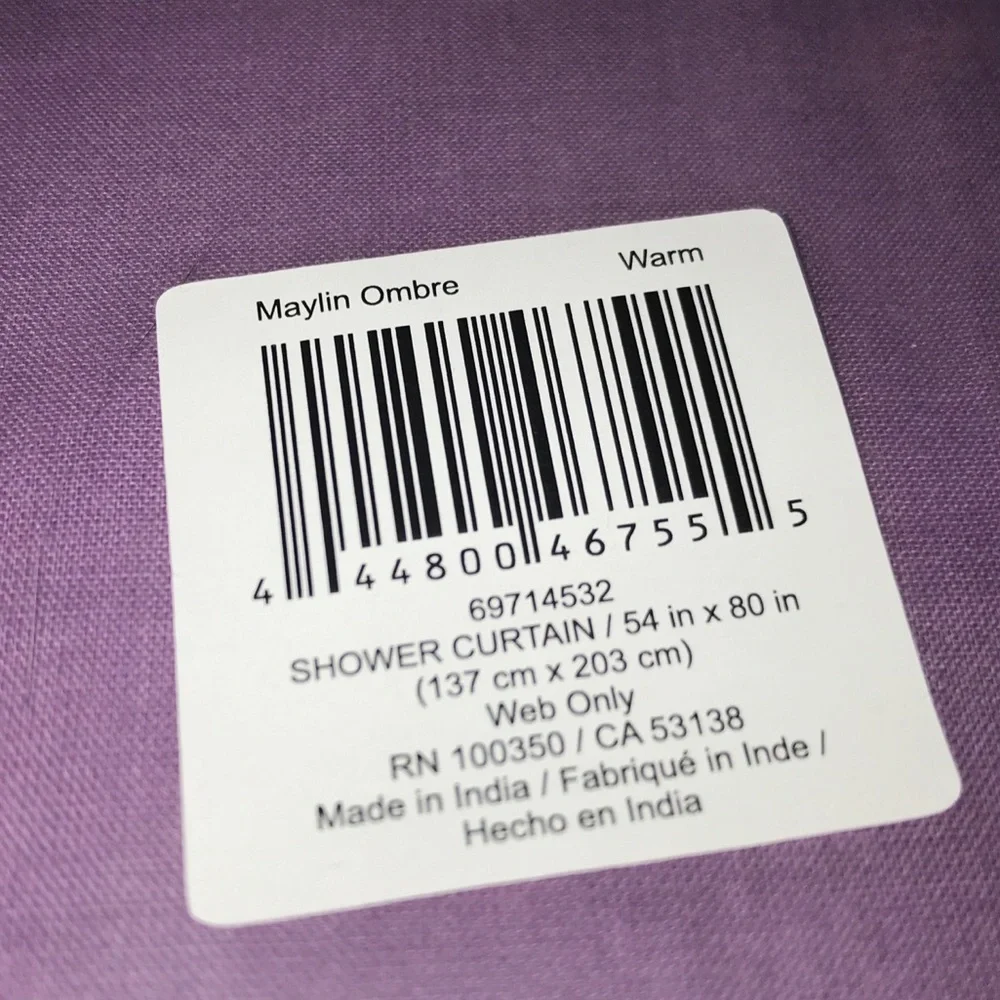 Wild Sage 54-Inch x 80-Inch Maylin Ombré Shower Curtain in Pink/Purple NWT